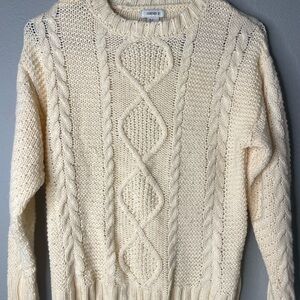 Forever 21 Cream Cable Knit Pullover